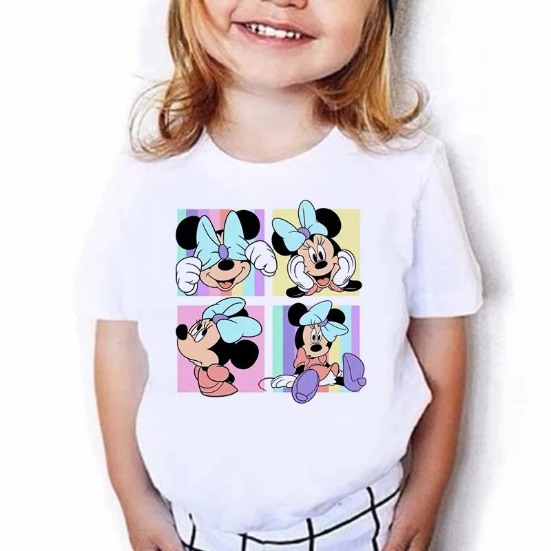 2026Y2k ตลก Disney Minnie พิมพ์ T เสื้อเด็กมังงะ Mickey Mouse Tshirt Ullzang อะนิเมะญี่ปุ่นเสื้อยืดเ