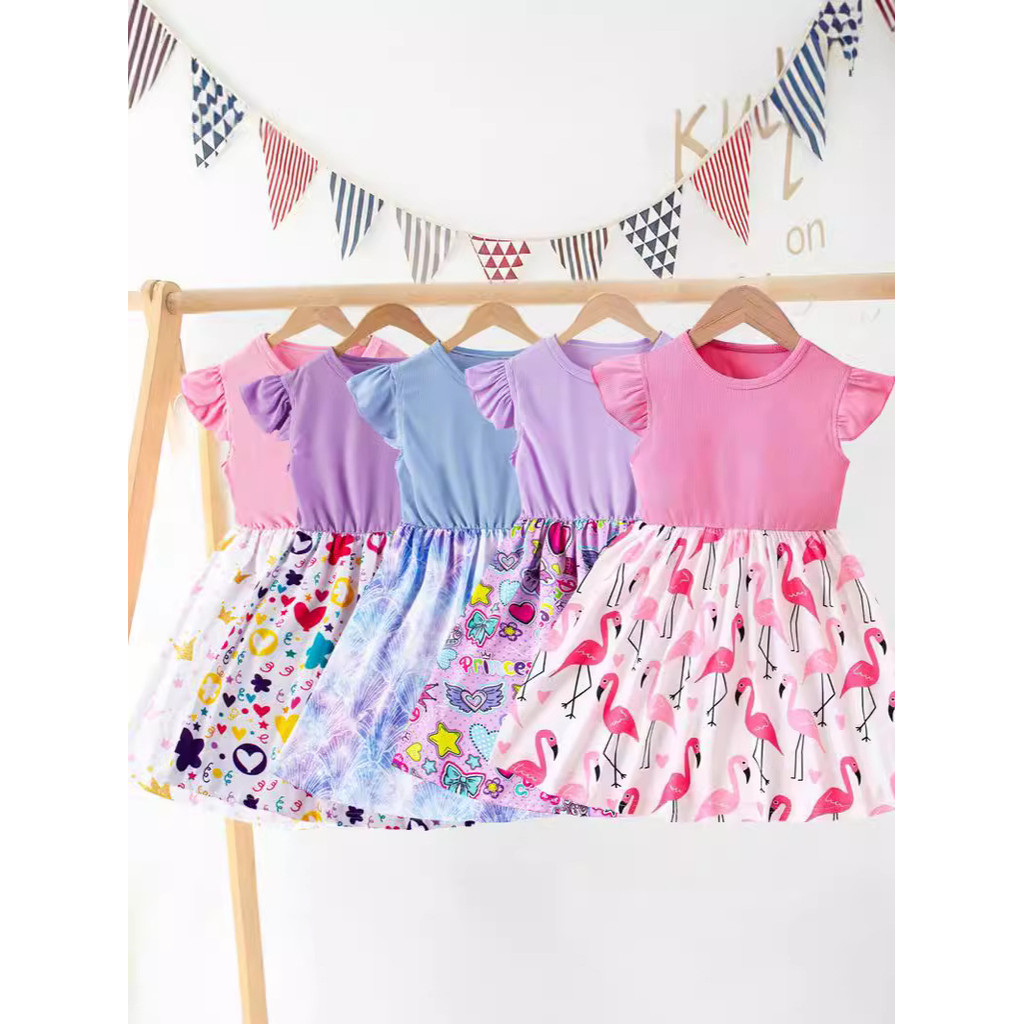 Ouji ชุดกระต่ายสำหรับเด็ก พิมพ์ลายระบายขอบ ชุดวัน.daily