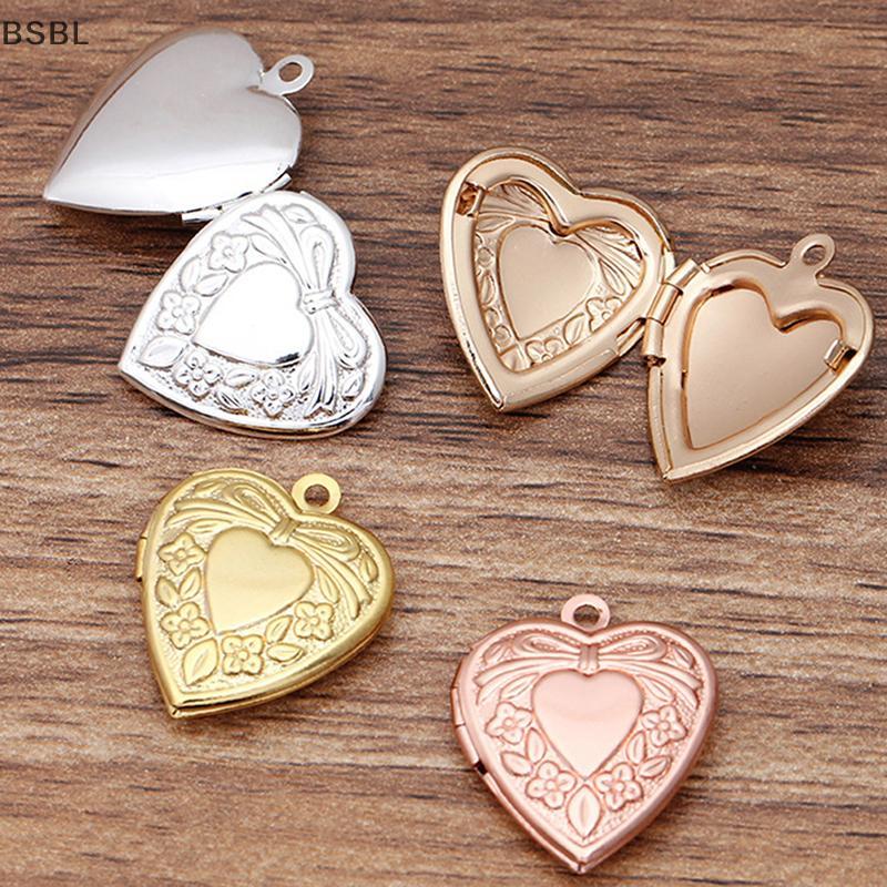 BSBL โลหะทองเหลืองรูปหัวใจ Photo Locket Charms จี้ DIY สร้อยคอทํา BL