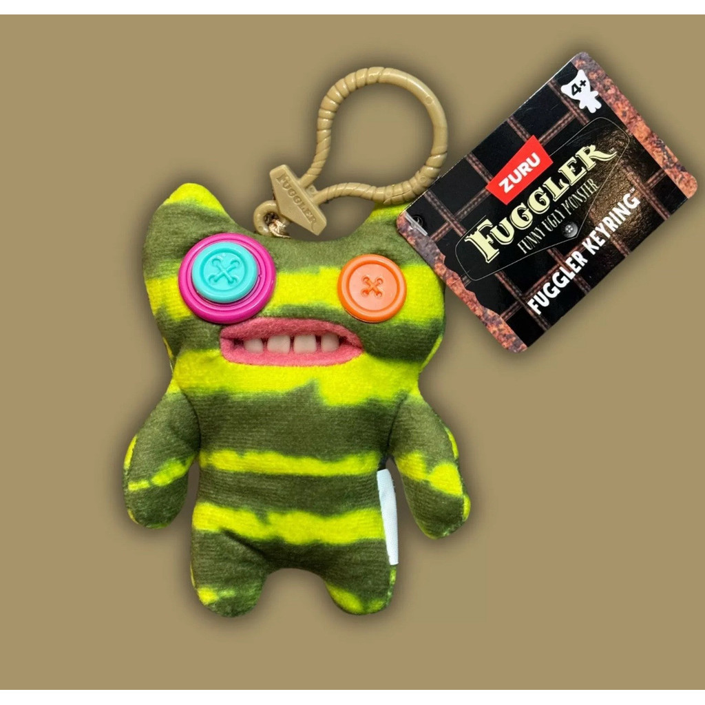 FUGGLER KEYRING KEYCHAIN 5 ตลกน่าเกลียด Plush Monster สีเขียวสีเหลือง Fugglers ใหม่