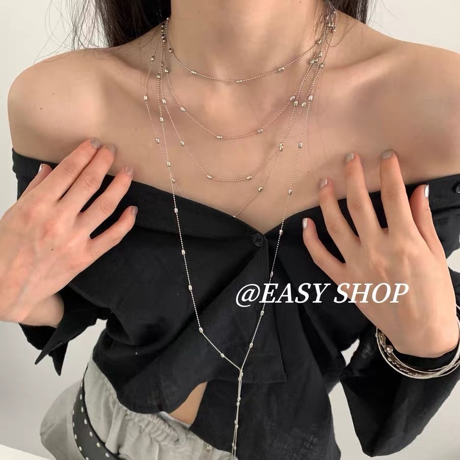 Simple Multi-Layerซ้อนสร้อยคอผู้หญิงLuxury Niche High-End Clavicle Chain Flowสร้อยคออุปกรณ์เสริมเสื้