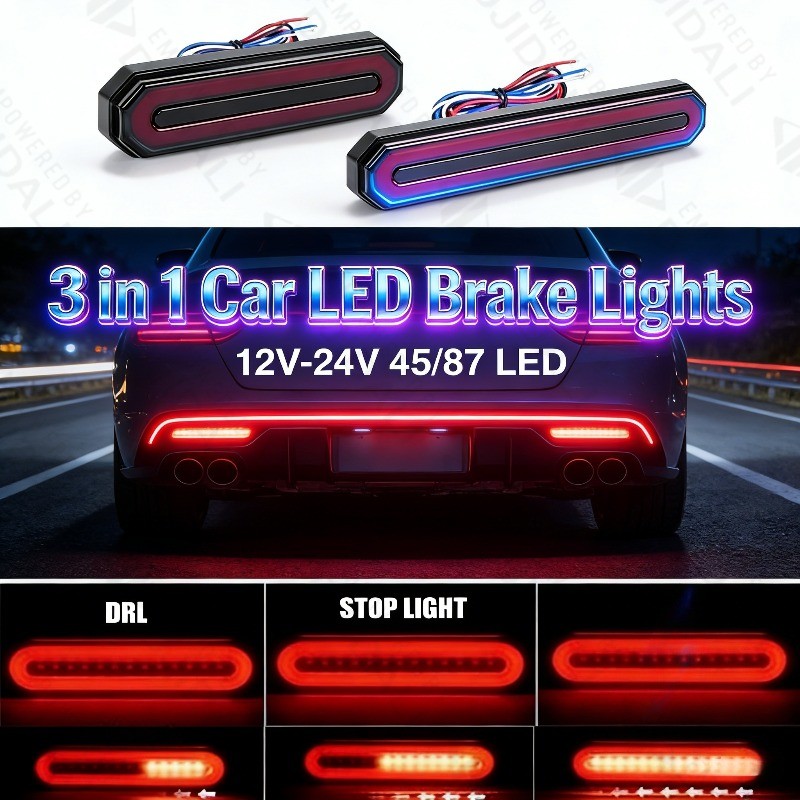 12 V-24 V 3 in 1 รถเบรคหยุดไฟท้ายด้านหลังไฟ 45/87 LED ไฟเลี้ยว DRL ไฟท้ายสําหรับ Moto รถบรรทุก Trailer ATV