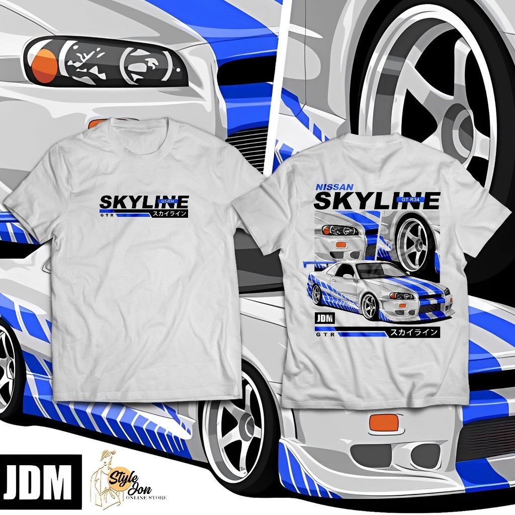 Skyline Gtr 34 Nissan Tshirt เสื้อไมโครไฟเบอร์