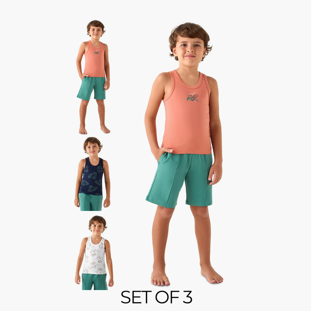 Babyshop Juniors Construction Vehicle Print Vest - ชุด 3 ชิ้น - หลากสี Multishade