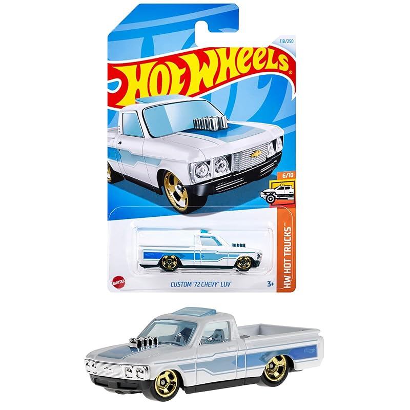 Hot Wheels Basic Car Custom '72 Chevy LUV Ride-On Toy Mini Car for 3 years old and up White HXR22