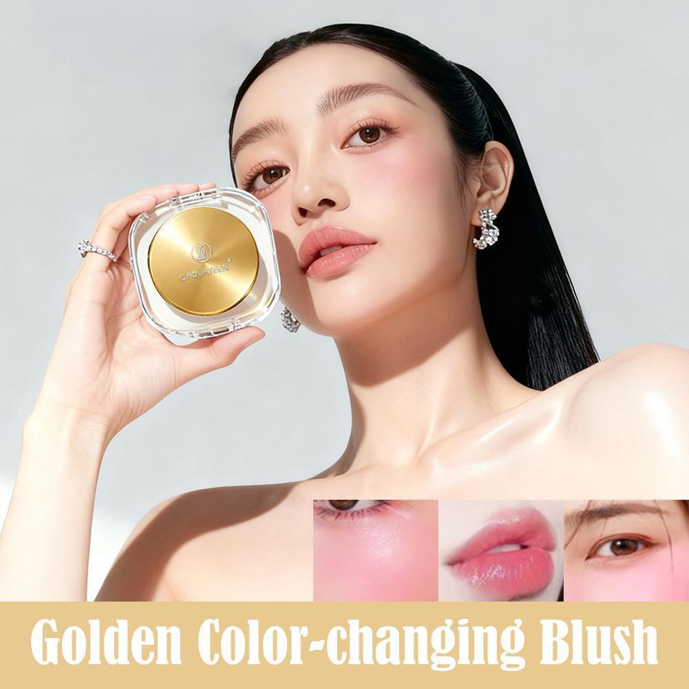 แป้งเปลี่ยนสี Blusher Highlighter Peach Blush Warm Use Multifunctional และ Dual Cream H7q0