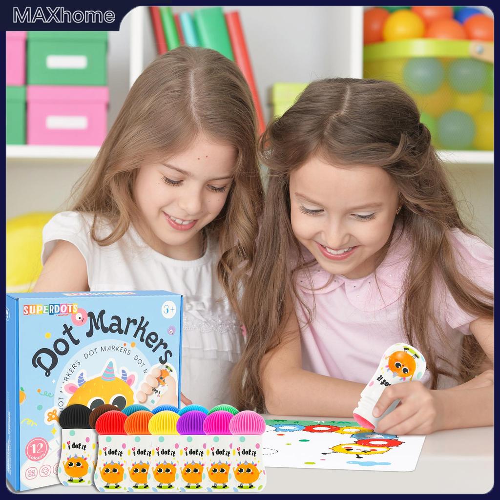 Kid Dot Marker Set Washable Dot Paint Marker 12 สีเด็กวัยหัดเดิน Dot Art Supplies Kit Bingo Markers 