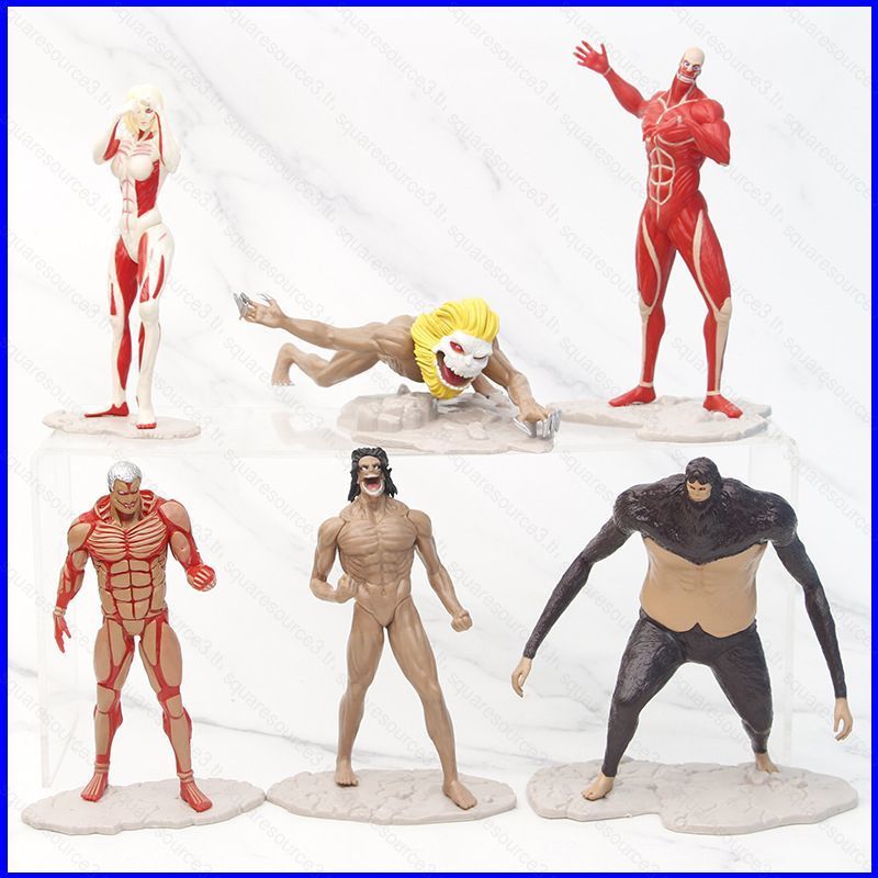 6pcs Attack On Titan Action Figure Eren Annie Colossal Titan Armored Titan Beast Titan Jaw Titan ตุ๊