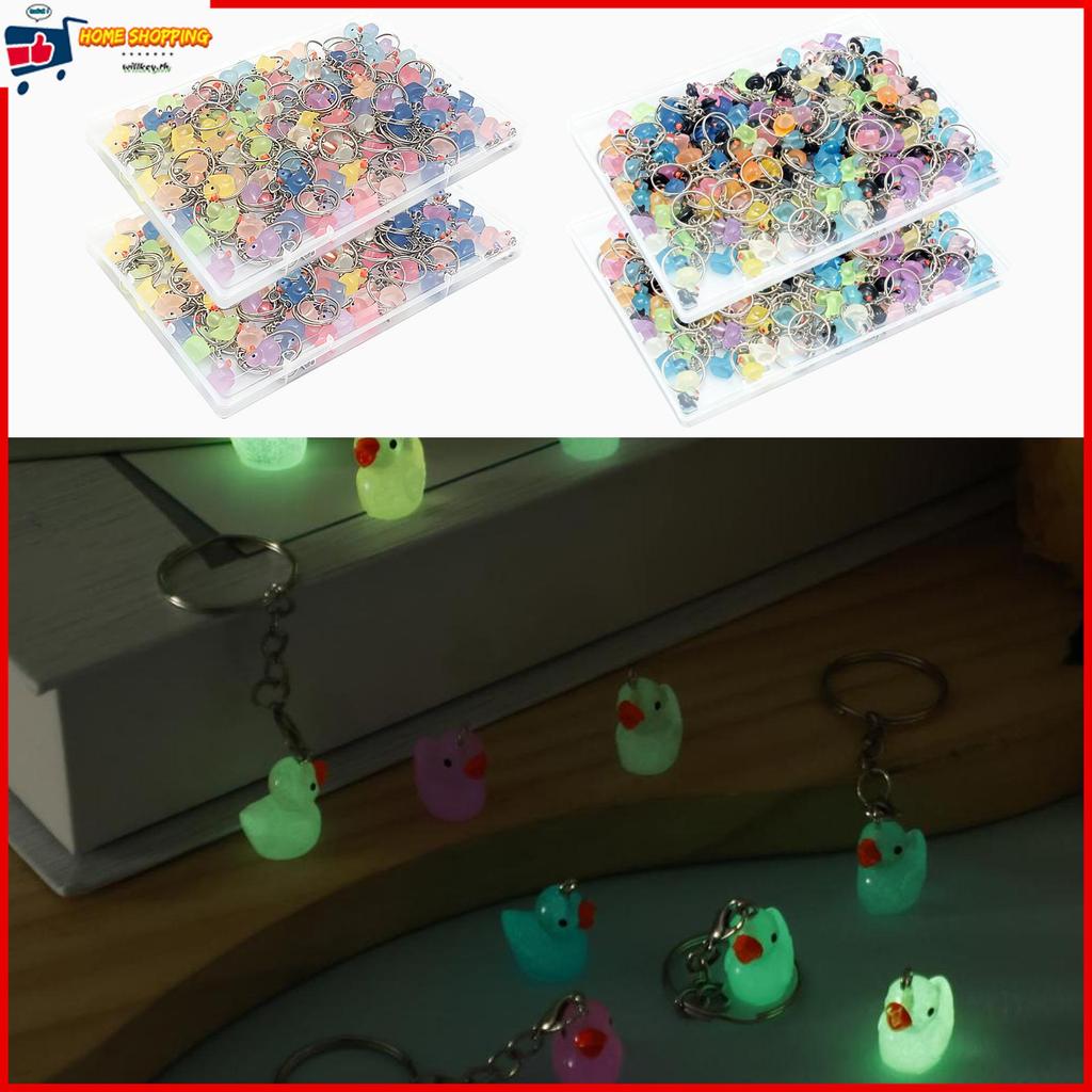 200 ชิ้นเรืองแสงใน Dark 3D เป็ดพวงกุญแจหลายสีขนาดเล็ก Luminous Duckling พวงกุญแจจี้ SHOPTKC7222