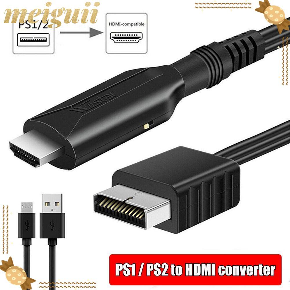 MEIGUII PS2 เป็นอะแดปเตอร์ HDMI จอแสดงผล HDMI สาย HD Converter PS2/PS1 ถึง HDMI