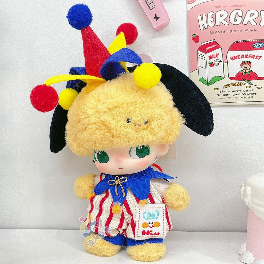 Dimoo Vinyl พลูโต Clothes Set Circus Joker Suit Pop Mart Mystery Box Pendant Bib 4.24