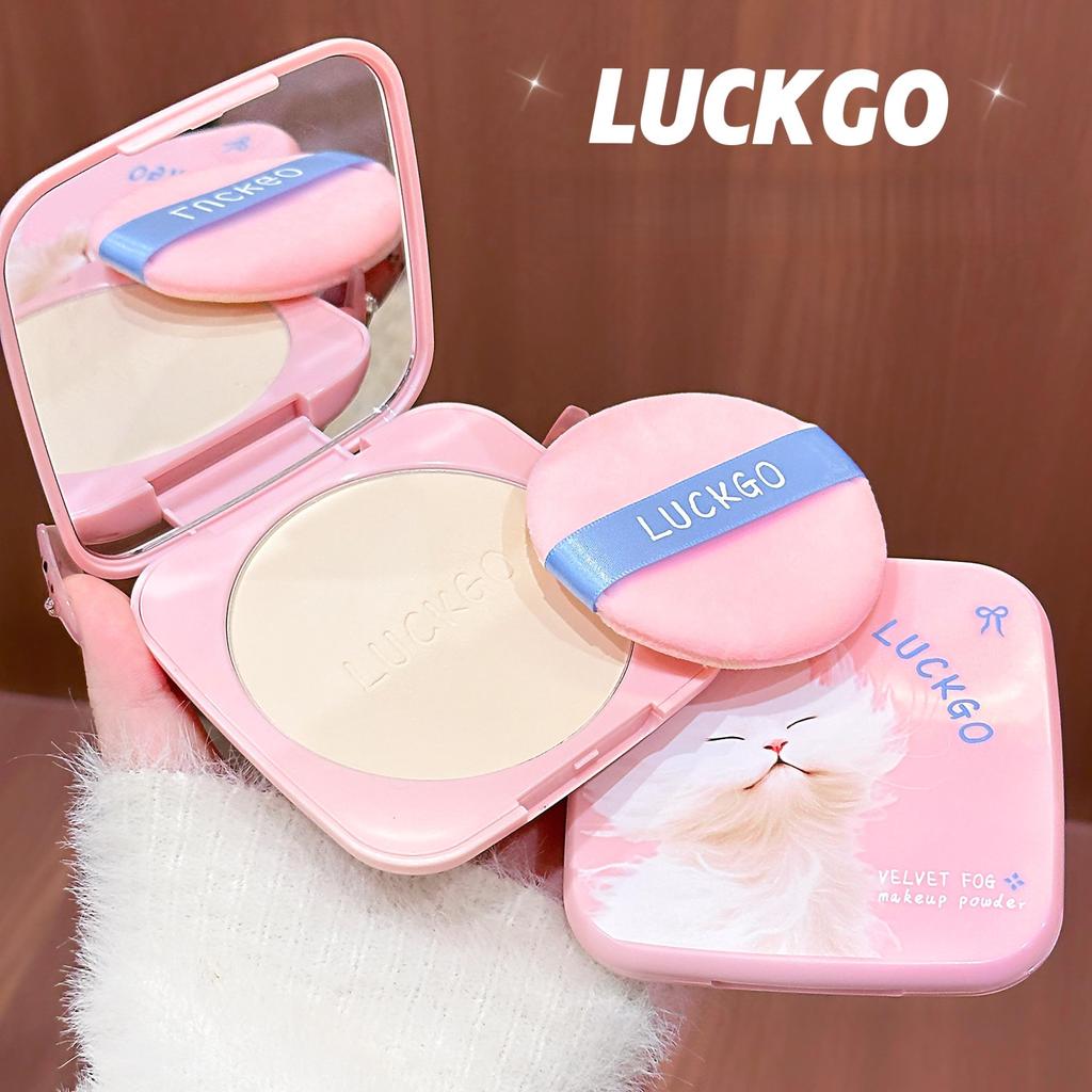 LUCKGO แป้งฝุ่นอัดแข็งความจุใหญ่ ควบคุมความมัน รูขุมขนกว้าง ติดทนนาน ผิวขาวอมและผิวสองสี