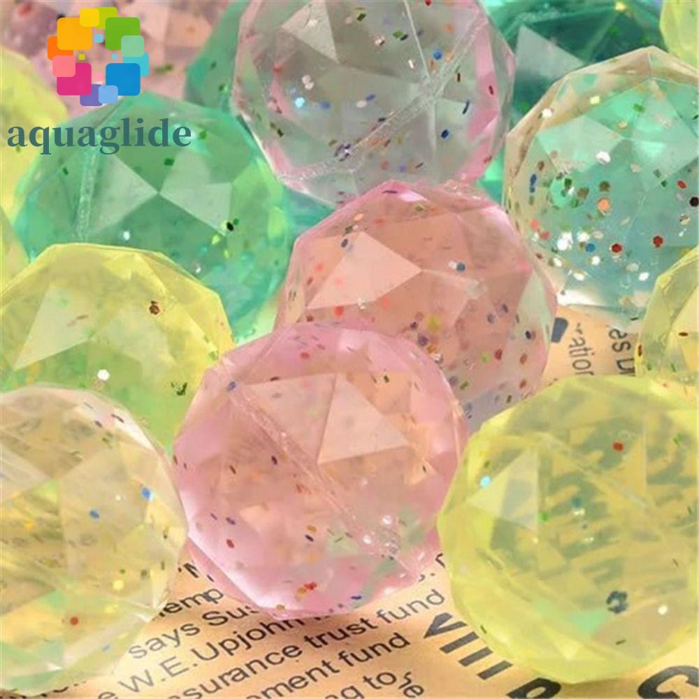 AQUAGLIDE 6 ชิ้น Diamond Bouncy Ball, Bouncy toy Clear Rubber Bouncy Ball, Creative Large Random Rai