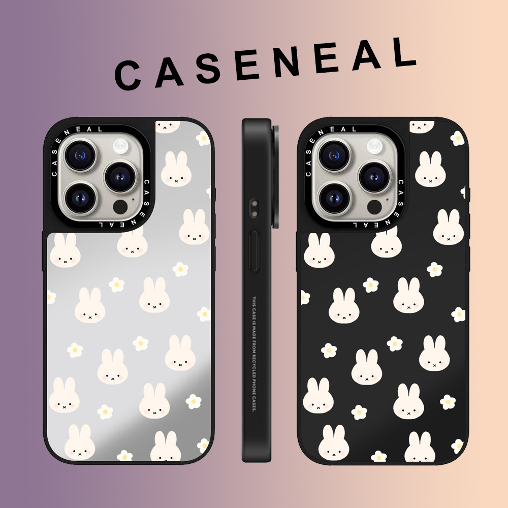 CASENEAL Graffiti ดอกไม้ Miffy กระต่ายกระจก face เคสโทรศัพท์โปร่งใสสําหรับ iPhone 17 Pro Max 16 ProMax 15Pro 14 Plus 13 12 11 โทรศัพท์กันกระแทกขอบนุ่ม hard กรณีป้องกัน