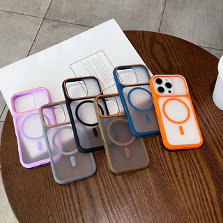 ป้องกันลายนิ้วมือหน้าต่างขนาดใหญ่ frosted Magnetic hard Case สําหรับ iPhone 17 16 15 14 13 12 11 Pro Max Plus Air casing ฝาครอบแม่เหล็กสําหรับ iPhone17Promax กรณี