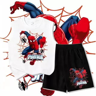 (24Hจัดส่ง)TIMI CODUltimate Spider-Man ชุดเซตเด็ก เสื้อกล้ามสีขาว + กางเกงขาสั้น ฤดูร้อนใส่เย็นสบาย#ชุดเด็ก #สไปเดอร์แมน