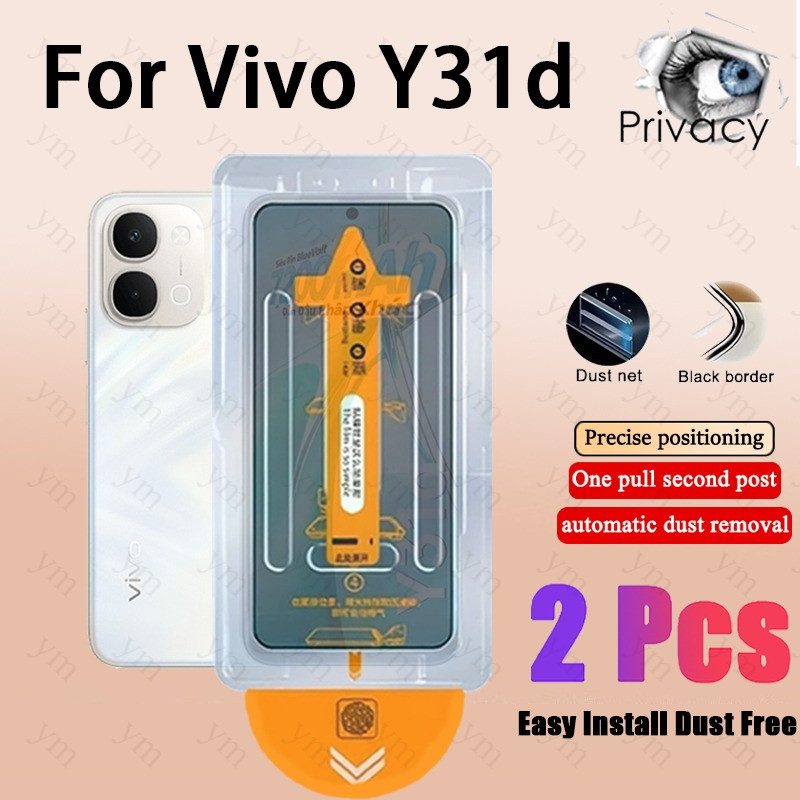 2 ชิ้น Vivo Y31d Anti-Spy ฟิล์มความเป็นส่วนตัวคลิกเดียวกระจกนิรภัยป้องกันหน้าจอ Anti-peeping สําหรับ Vivo V70 FE V60 V50 V40 Lite Y11d Y05 4G 5G