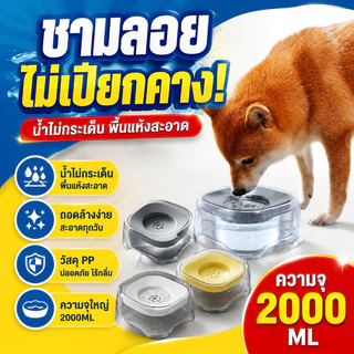 PawPals ที่ให้น้ำสัตว์เลี้ยง ชามน้ำลอยตัว 2L ชามอาหารแมว ชามสุนัข ป้องกันน้ำกระเซ็น ป้องปากเปียก ทำความสะอาดสะดวก