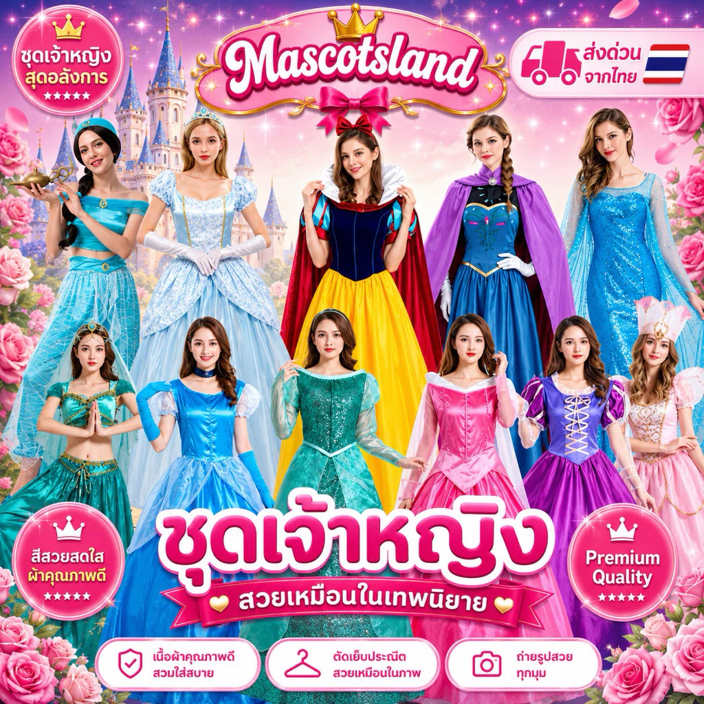 ร้านส่งเร็ว. ชุดเจ้าหญิง👸🏼ชุดเจ้าชาย🤴🏻มีสินค้าพร้อมส่งทุกแบบ