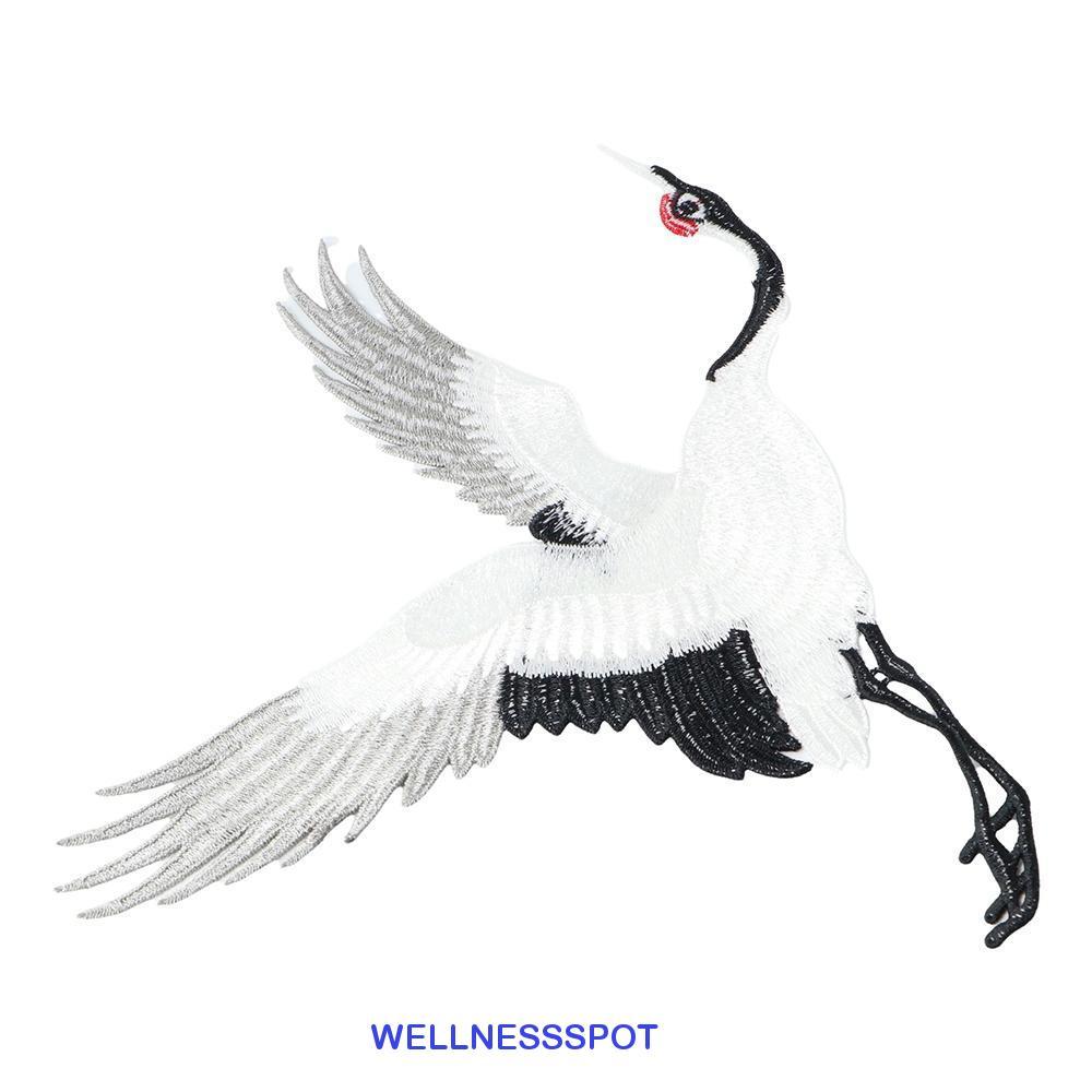 WELLNESSSPOT เย็บบนแพทช์สไตล์จีนสําหรับเสื้อผ้าเครนนกหัตถกรรมเย็บปักถักร้อย