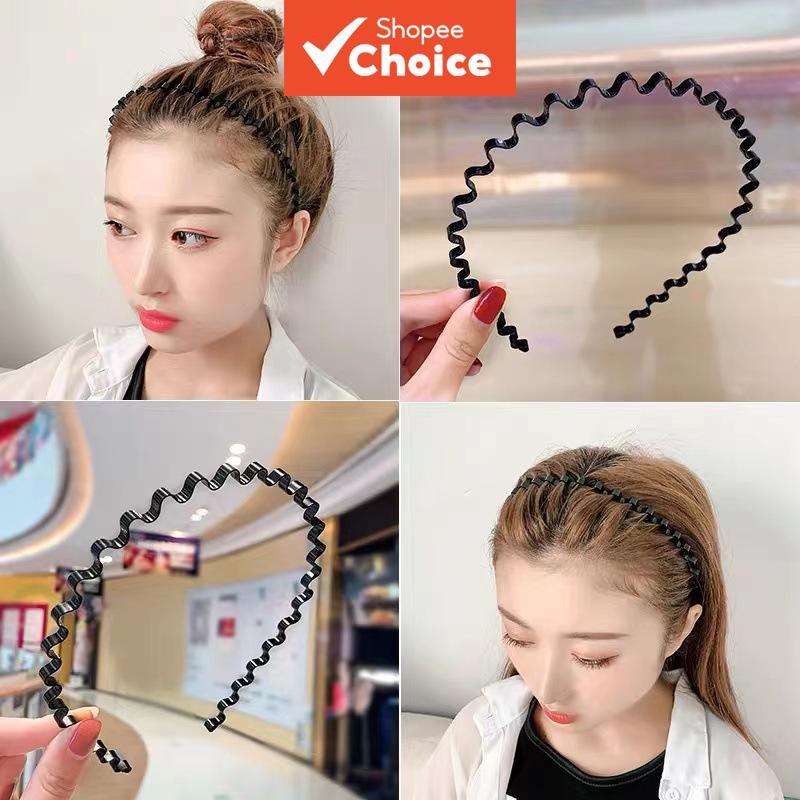 Unisex Slicked-back Sporty Black Waves Headband เครื่องประดับผม