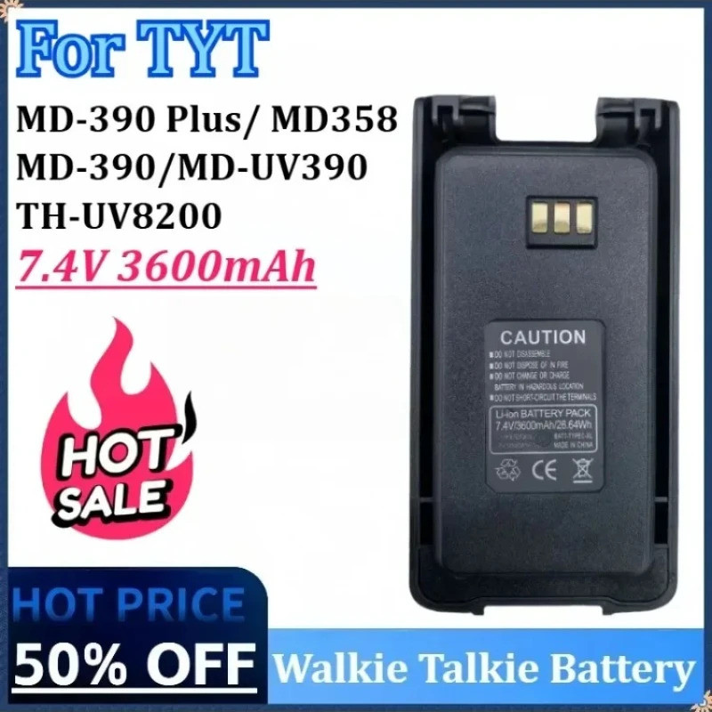 ใหม่ MD-390 Plus 7.4V 3600mAh Walkie Talkie Li-ion แบตเตอรี่สําหรับ TYT MD-680 Type-C Charger สําหรั