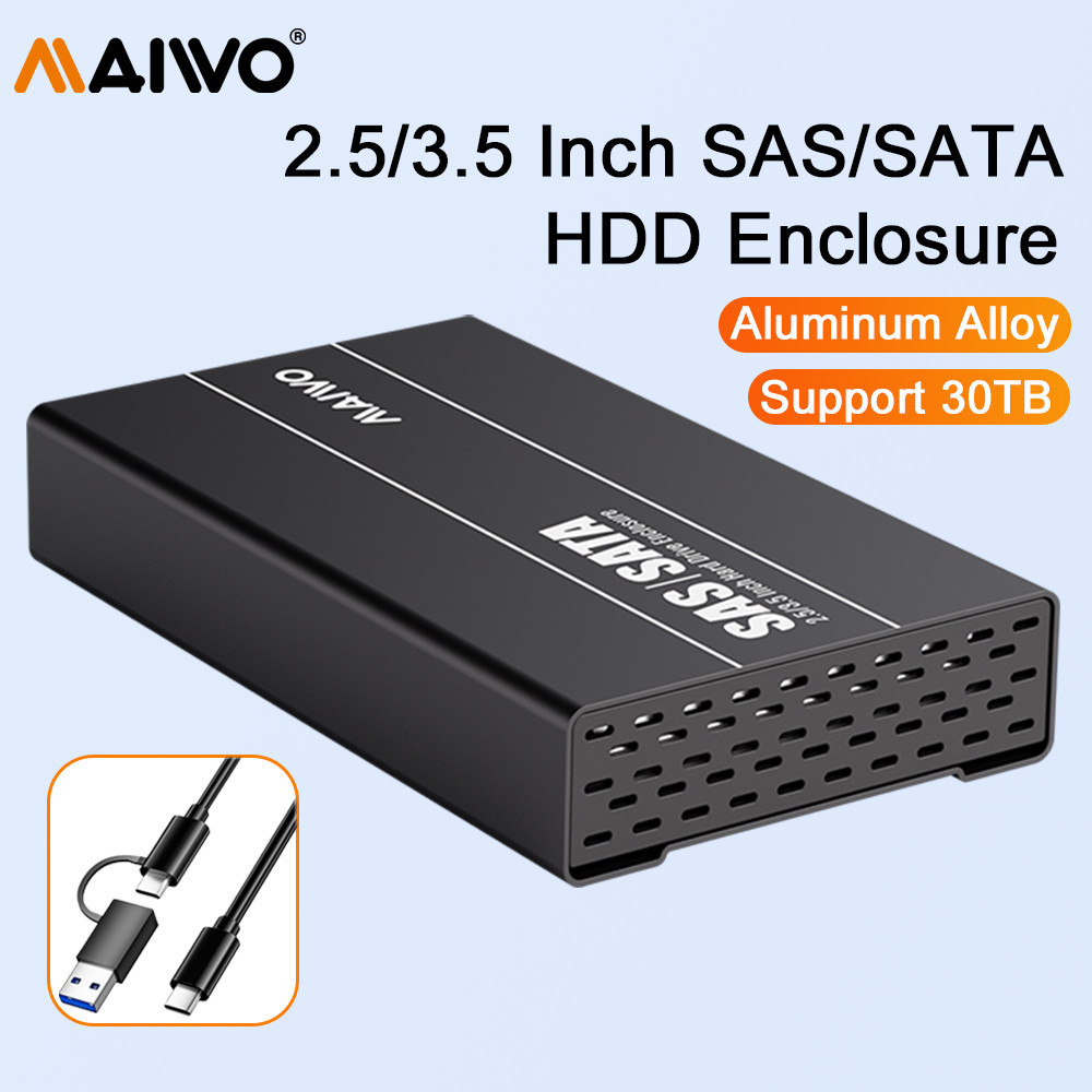 MAIWO 2.5/3.5 นิ้ว SAS/SATA HDD Enclosureium sas Sata ถึง USB3.1 Type-C Gen2 Hdd Docking Station Sata Sas HDd กรณี hdd กล่อง