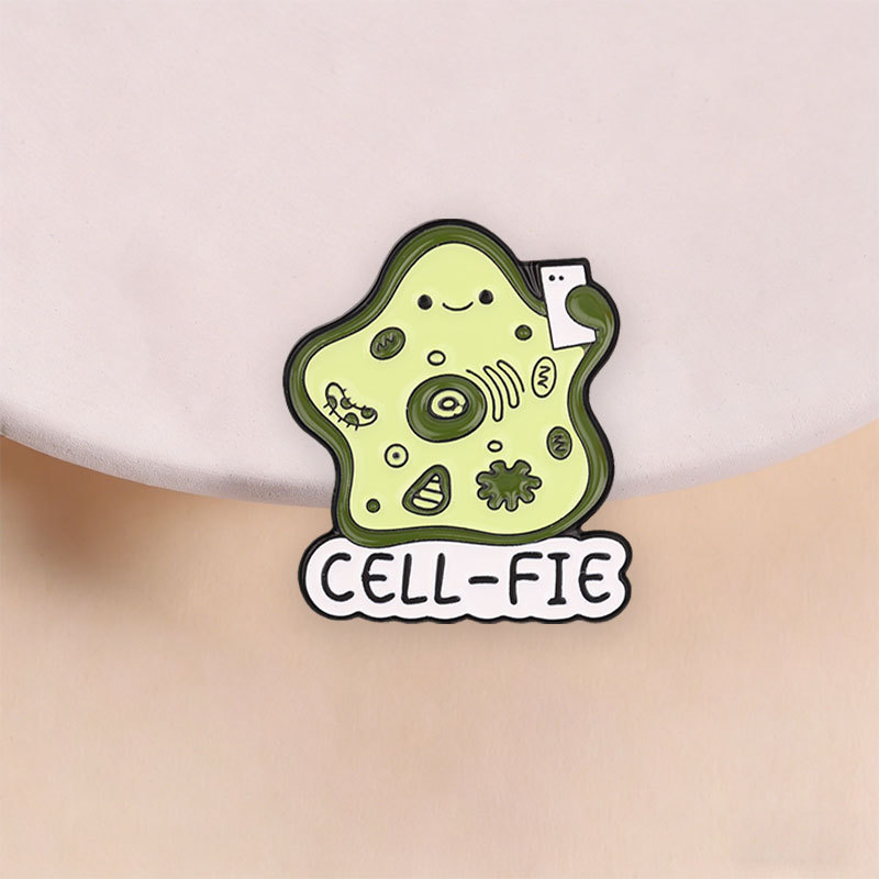 ตลก Cell-Fie เคลือบ Pin น่ารักเซลล์ถ่ายภาพ Selfie เข็มกลัดสําหรับคนรักวิทยาศาสตร์ชีววิทยา Themed Lapel Badge ชุดอุปกรณ์เสริม