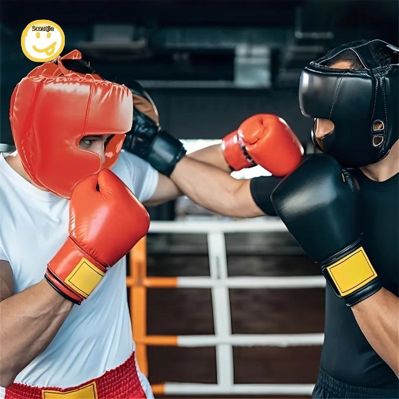 ScoutJie Full-Covered Thiened หนังมวยหมวกกันน็อกผู้ใหญ่คาราเต้มวยไทยการฝึกอบรม Head Protector Gym Taekwondo Guard TH