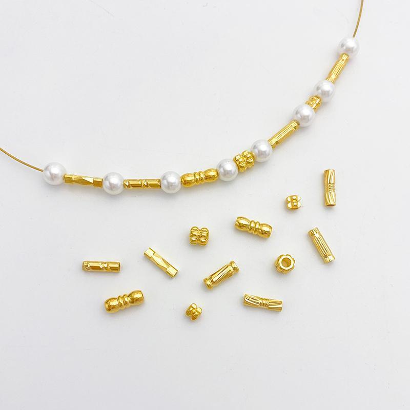 18K Gold-Clad สี-Preserve Barrel ลูกปัดหลอดลูกปัด Faceted เกลียว Spacer ลูกปัด diy สร้อยข้อมือลูกปัด