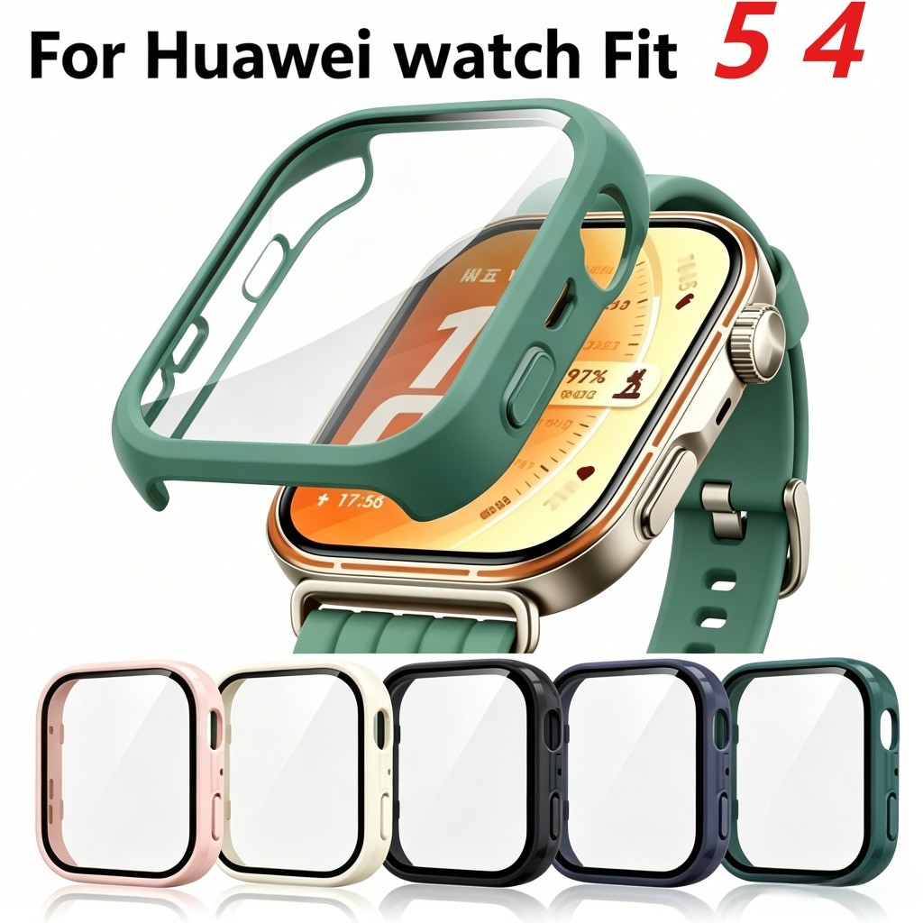 กระจกนิรภัย + สําหรับ Huawei Watch Fit 5 Pro Fit 5 อุปกรณ์เสริม PC กันชนป้องกันหน้าจอสําหรับ Huawei Watch Fit 4 Fit 4pro