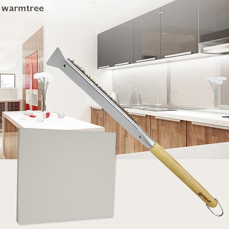 Warmtree แปรงเตาอบพิซซ่าด้ามไม้ Grill Scraper แปรงทําความสะอาดในครัวเรือนเครื่องมือพิซซ่าสําหรับเตาอ