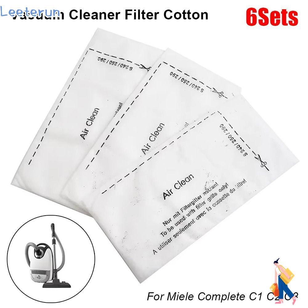 LEETERUN 6 ชุดผ้าฝ้ายกรองไอเสียกรองเครื่องดูดฝุ่น,ทนทาน Air Clean อะไหล่สําหรับ Miele Complete S8340