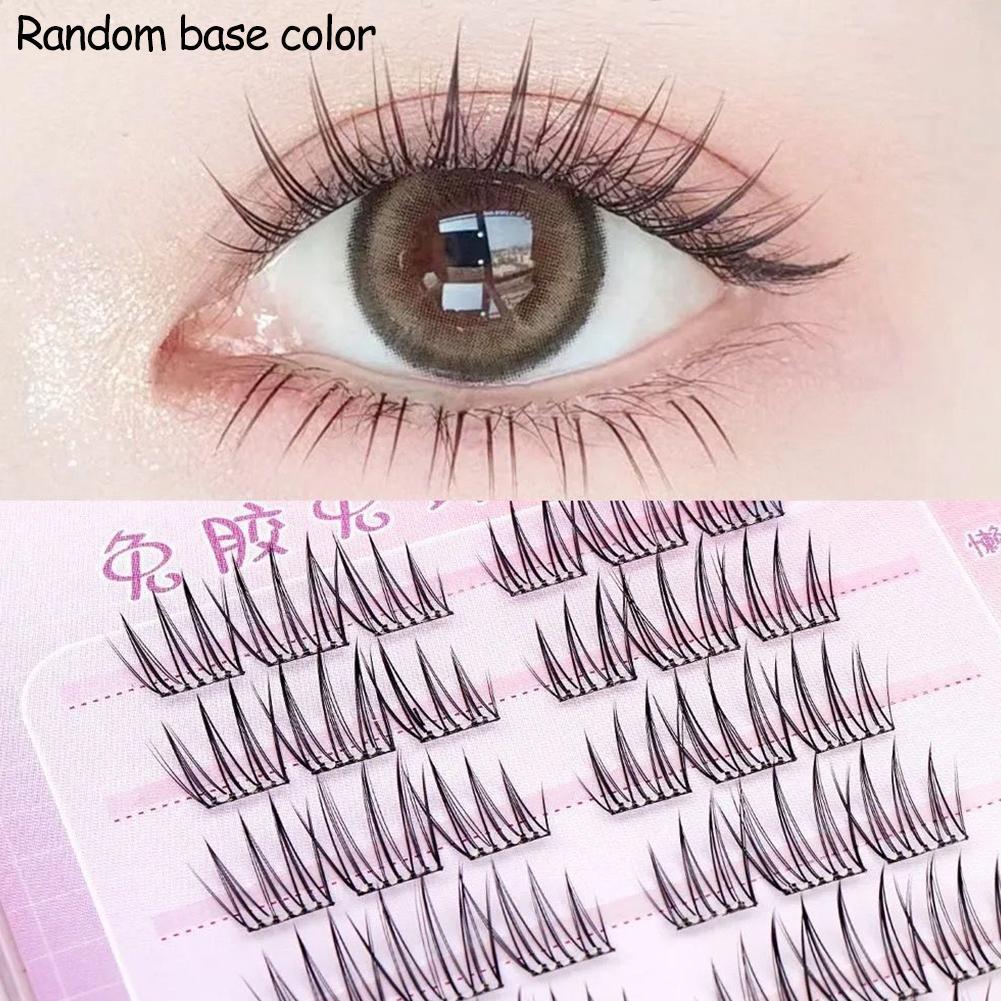ขนตาปลอมแบบไร้กาว Self-กาวธรรมชาติ Segmented Band เกาหลี Lashes Eyelash Clear S0a3
