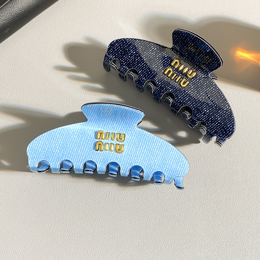 กิ๊บติดผม_denim texture miumiu letter_พรีเมียมและเข้าได้กับทุกลุค