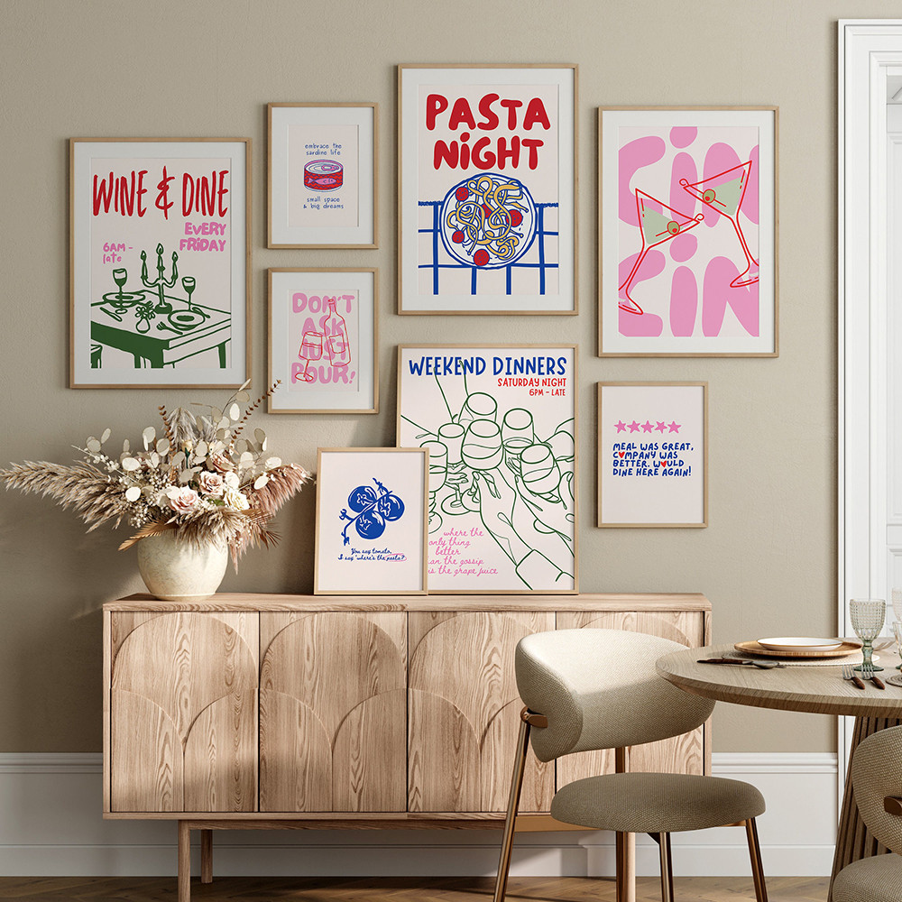 ห้องครัวศิลปะพิมพ์ผ้าใบย้อนยุคภาพวาดคําคมอินเทรนด์โปสเตอร์เครื่องดื่มคลับภาพคาเฟ่ตกแต่ง