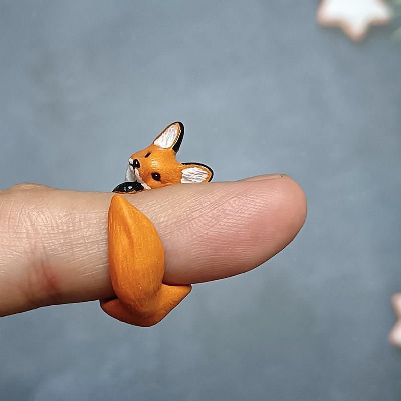 Fox Ring Tail Ring Little Finger Red Fox Creative Animal Ring Ring