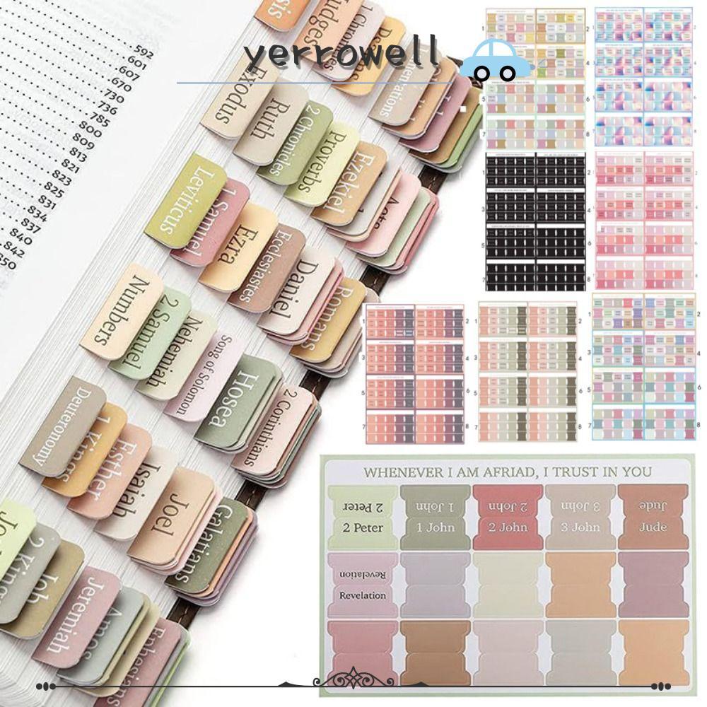 YERROWELL 120 ชิ้น Boho Bible Tabs, Multi-Color Easy Navigation Bible Tabs, Self กาวที่มีสีสันลามิเน