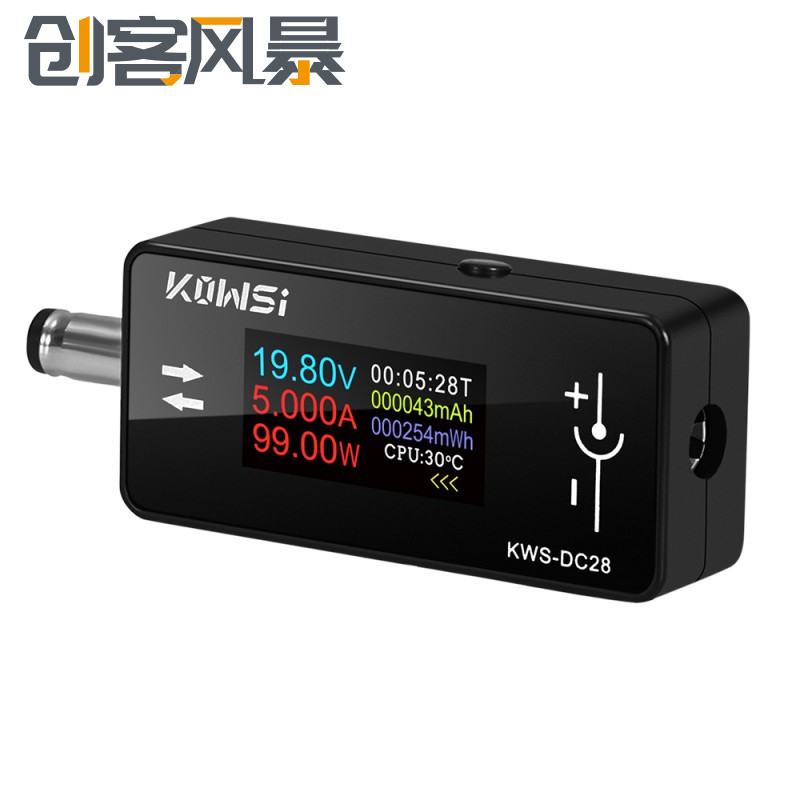 KWS-DC28 เครื่องวัดแรงดันไฟฟ้าแอมป์มิเตอร์ 3 ซม.จอแสดงผล TFT HD DC5.5 * 2.5 เครื่องทดสอบอินเทอร์เฟซ