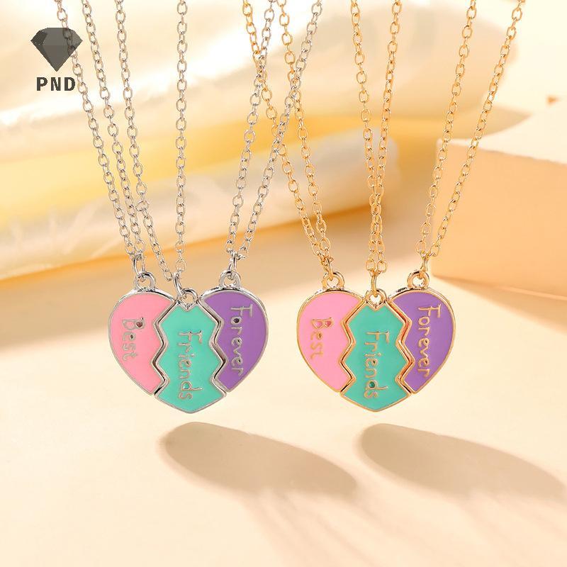 PND Best Friend สร้อยคอมิตรภาพพีวีซีแม่เหล็กหัวใจสามดวง