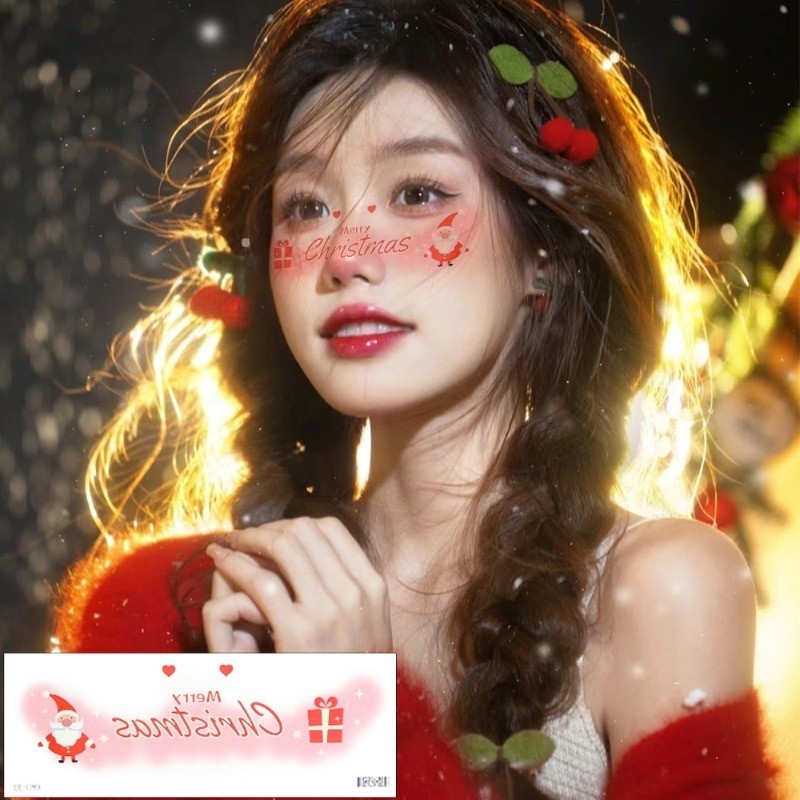 3/5/10แผ่นหน้าคริสต์มาสรอยสักชั่วคราว-น่ารักซานตากระสักสติกเกอร์-กันน้ําแต่งหน้าสักปลอมสําหรับสาวพรรค - รูปที่ 4