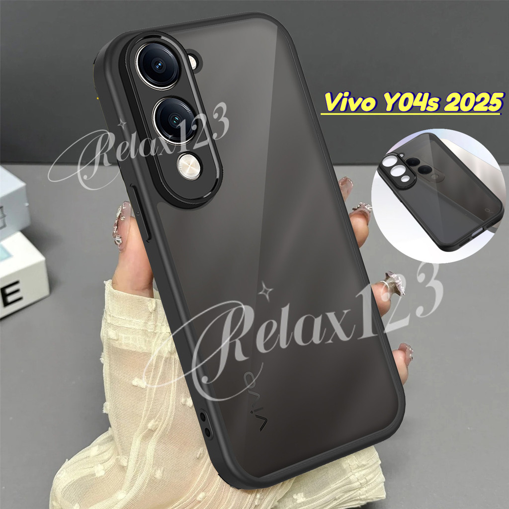 Vivo Y04s 4G 2025 ใหม่หรูหราสีดําเลนส์ใสป้องกันสําหรับ Vivo Y04 Y04t Y04s VivoY04s Vivo Y 04 S VivoY