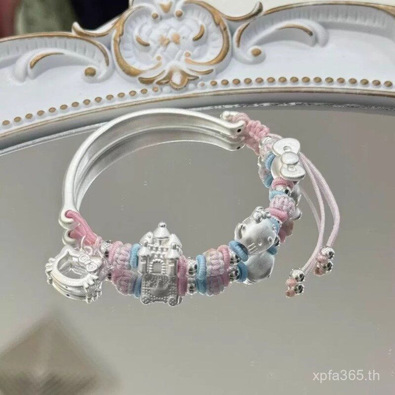 ของขวัญแฟน: สร้อยข้อมือ 3D โซ่ถักแบบมีดีไซน์เหมือนเงิน Xiaohongshu Hard 999 XA4F