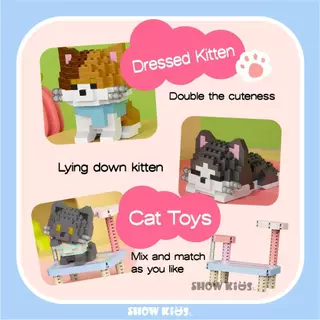 ไมโครบล็อก 3D ตัวต่อแมว 🐱 น่ารักมาก ต่อเพลินหยุดไม่ได้! ของเล่นแก้เครียด DIY ของขวัญสุดฮิต