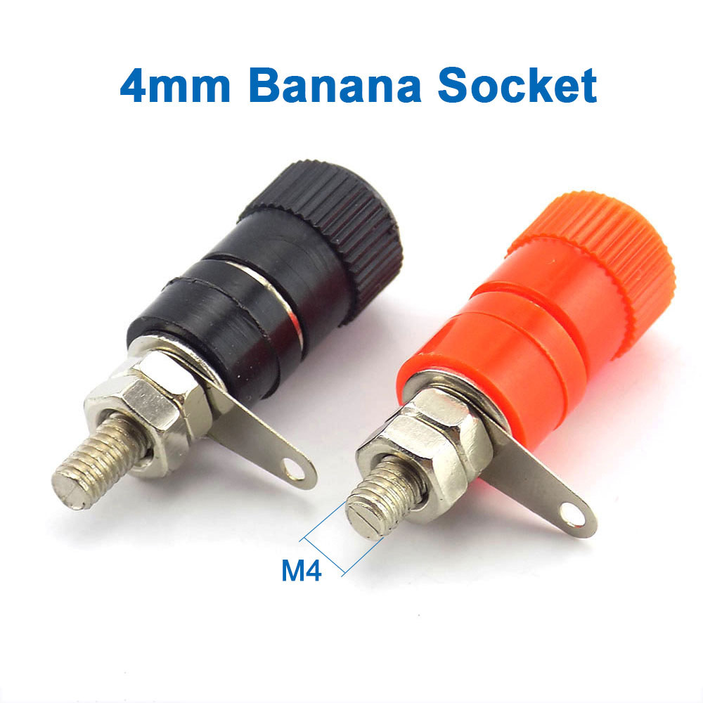 10PCS JS-910B Connector ปลั๊กกล้วยสีแดงสีดํา Power Banana Socket Binding Post Mount ปลั๊กแจ็คเครื่องขยายเสียง Terminal Connector