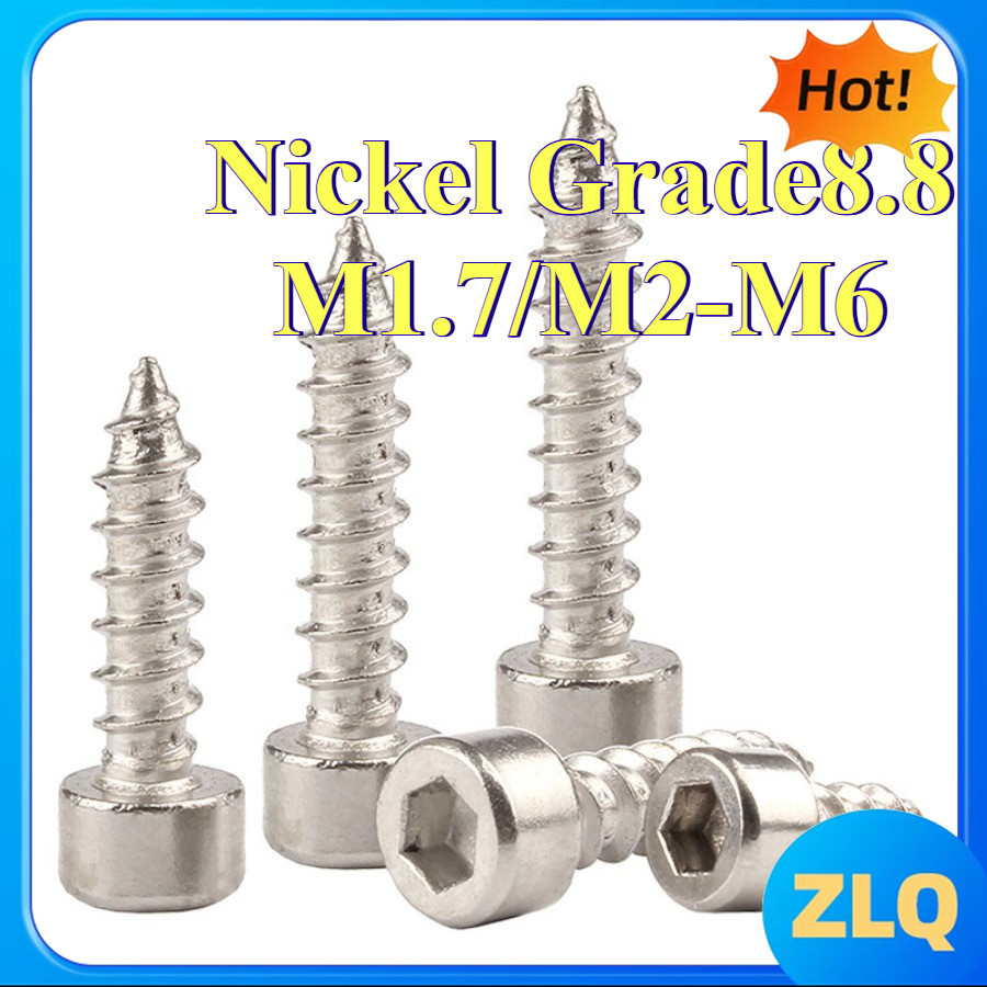 หัวจม สกรู เกลียวปล่อย ชุบนิกเกิล  M1.7/M2/M2.3/M2.6/M3M3.5/M4/M5/M6 * L4-60mm Hexagon socket cheese