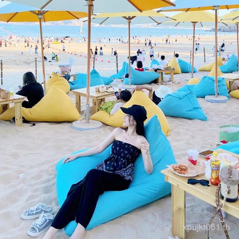 โซฟาชายหาดเสื่อทาทามิลานกลางแจ้งโซฟาขี้เกียจ Leisure Campground Bean Bag Coffee Shop กันน้ํา Q8RN