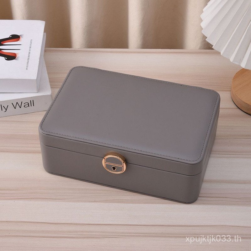 กล่องเครื่องประดับล็อคต่างหูสร้อยคอประณีตขนาดใหญ่-ความจุ High-End กล่องเครื่องประดับของขวัญกล่องเก็บ