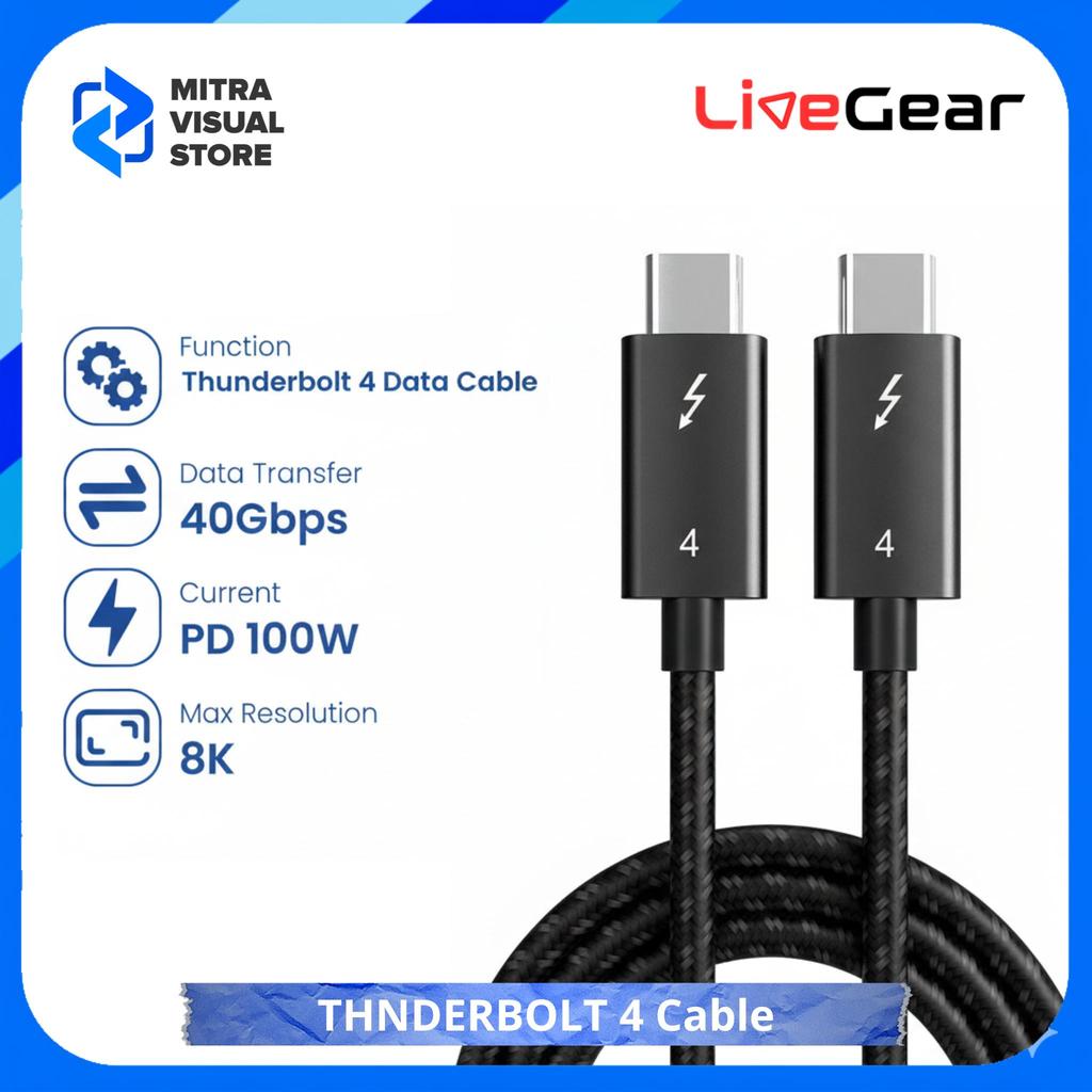 สาย Thunderbolt 4 1 เมตร, 40Gbp Thunderbolt Cable, ชาร์จ PD100W, จอแสดงผล 8K/Dual 4K, เข้ากันได้กับ 