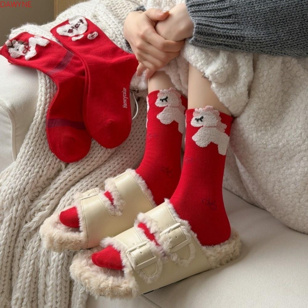 DWAYNE Zodiac Horse Year Socks, Cotton Cartoon Horse New Year Socks, Funny Love Heart Good Luck Frui